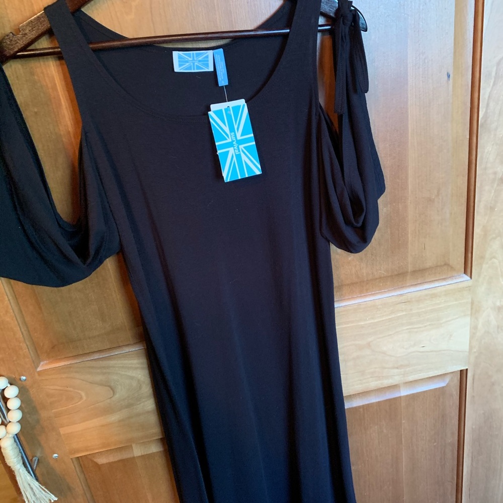 NWT Black Casual open sleeve cotton dress